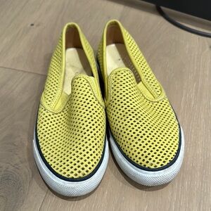 Yellow Mesh Slip-On Sneakers